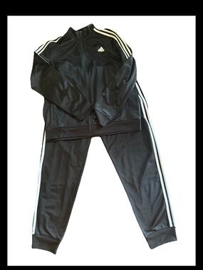 Adidas Men’s Tracksuit Black White 3‑Stripe Climacool Jacket & Pants Set Size L